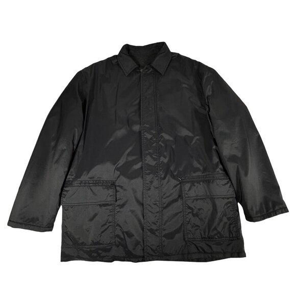 D&G Dolce & Gabbana Black Nylon Jacket Sz XL / 54 Wool Lining Chore Coat Rain